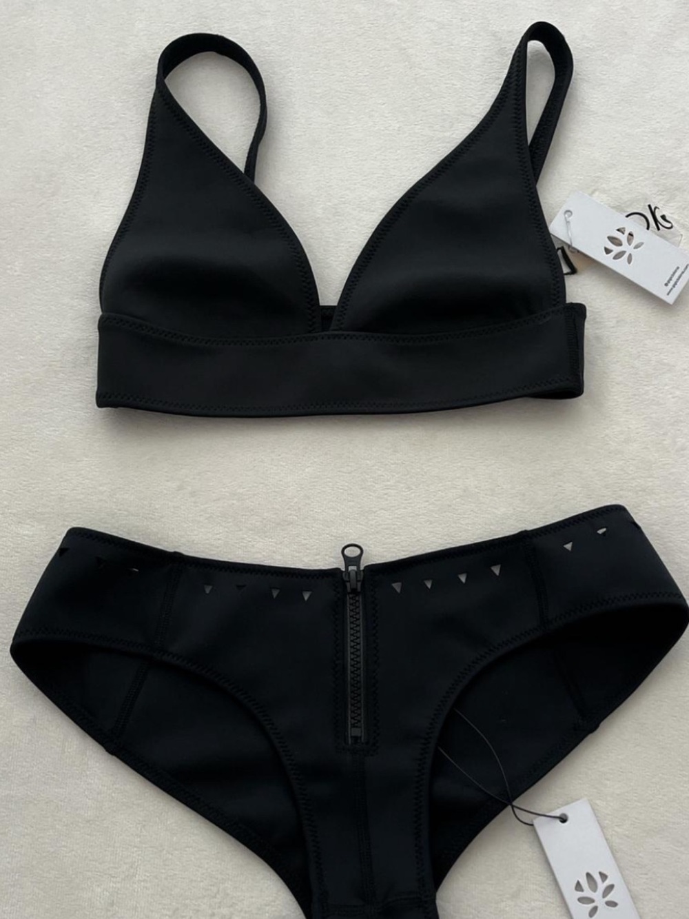 GIGI C Black Women's Bikini Set with Zip Front NWT